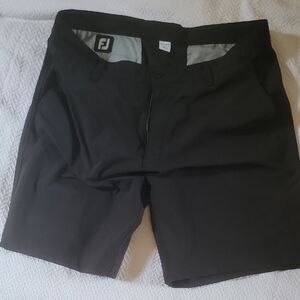 FootJoy Men's Black Flat Front Golf Shorts 9inch Inseam